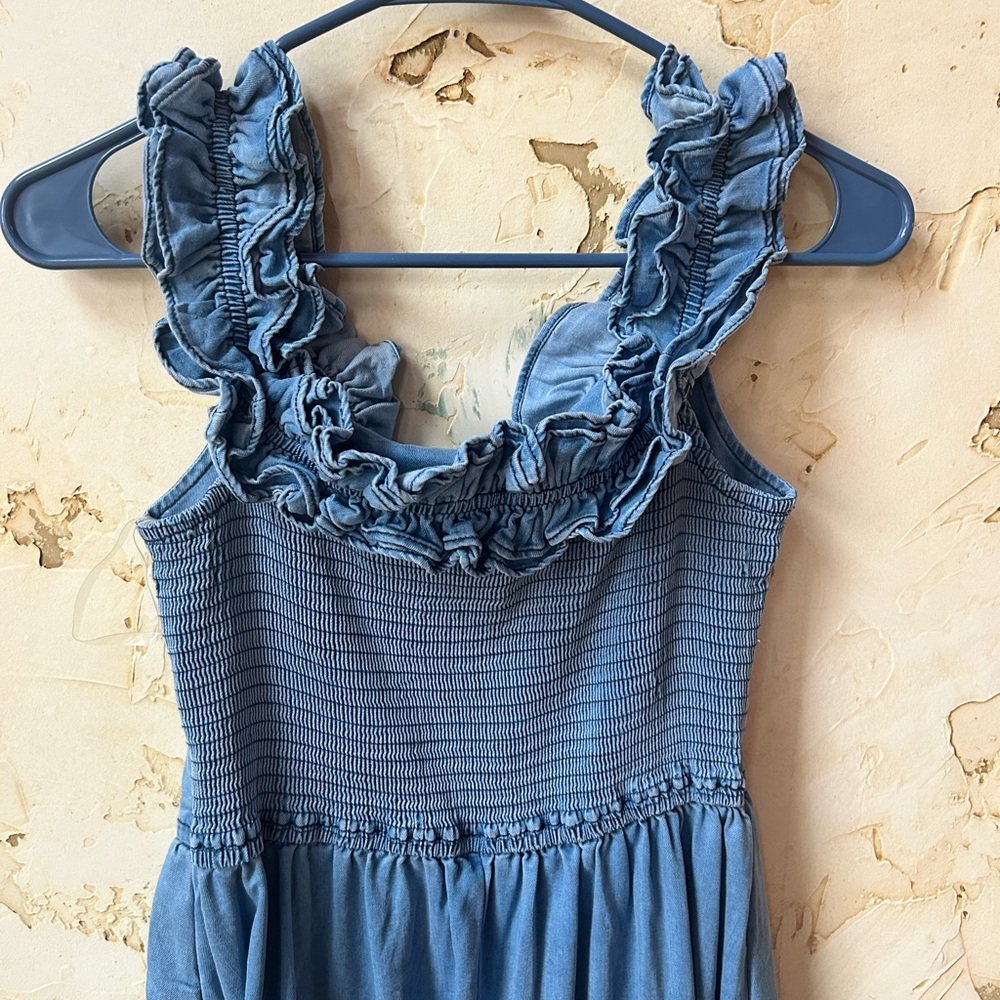 NWT Chambray Off Shoulder Dress XS Lightweight Summer County Concert Dress - Picture 7 of 11